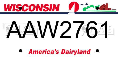 AAW2761 Wisconsin License Plate
