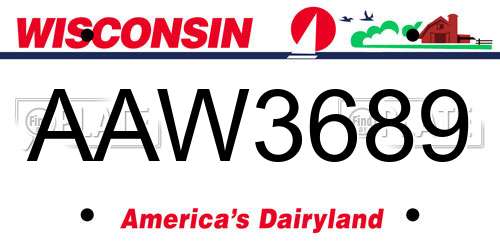 AAW3689 Wisconsin License Plate