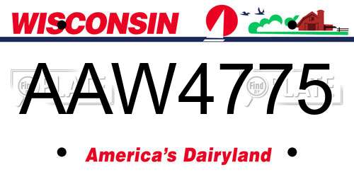 AAW4775 Wisconsin License Plate