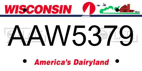 AAW5379 Wisconsin License Plate