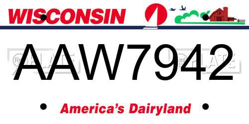 AAW7942 Wisconsin License Plate