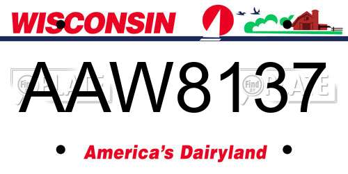 AAW8137 Wisconsin License Plate