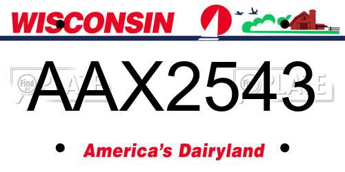 AAX2543 Wisconsin License Plate