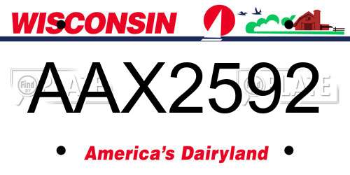 AAX2592 Wisconsin License Plate