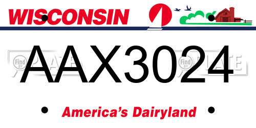 AAX3024 Wisconsin License Plate