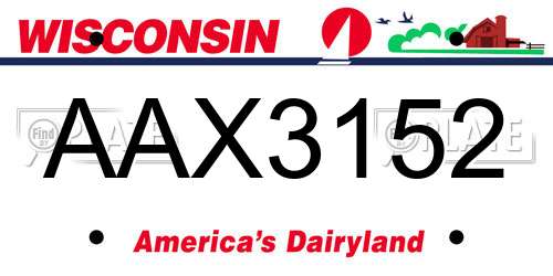 AAX3152 Wisconsin License Plate