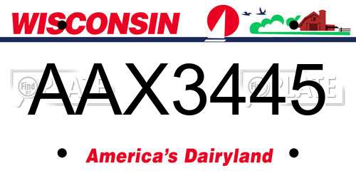 AAX3445 Wisconsin License Plate