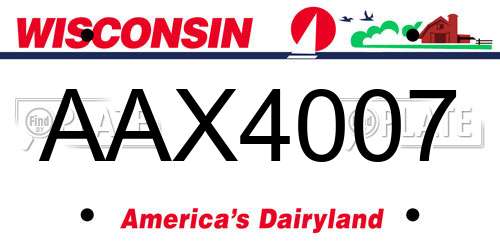 AAX4007 Wisconsin License Plate