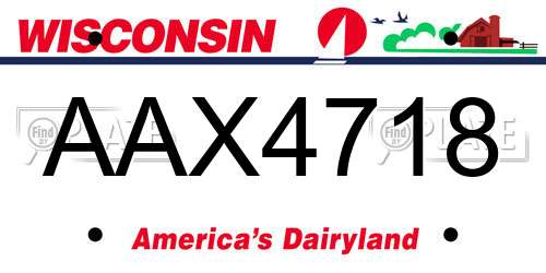 AAX4718 Wisconsin License Plate