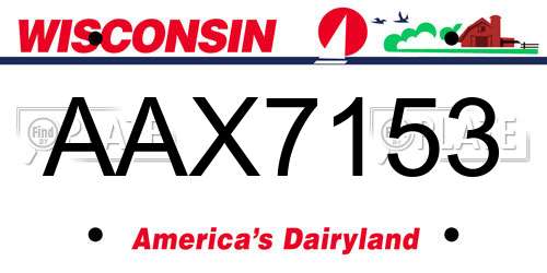 AAX7153 Wisconsin License Plate