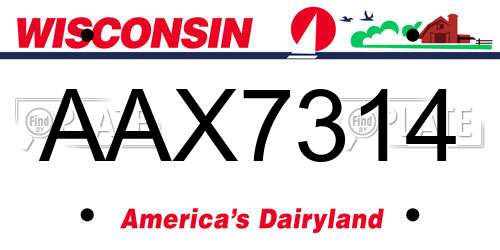 AAX7314 Wisconsin License Plate