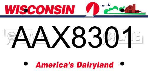 AAX8301 Wisconsin License Plate