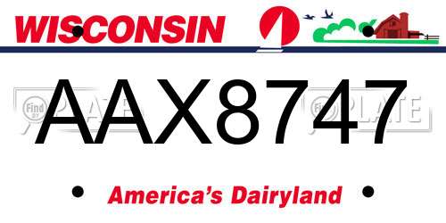 AAX8747 Wisconsin License Plate