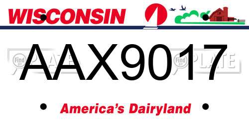 AAX9017 Wisconsin License Plate