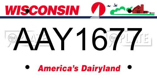AAY1677 Wisconsin License Plate