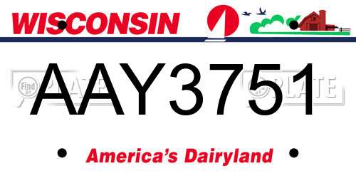 AAY3751 Wisconsin License Plate