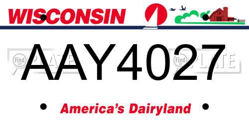 AAY4027 Wisconsin License Plate