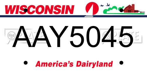AAY5045 Wisconsin License Plate