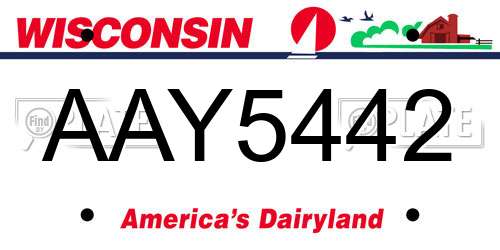 AAY5442 Wisconsin License Plate