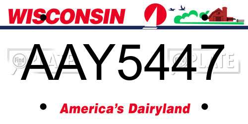 AAY5447 Wisconsin License Plate