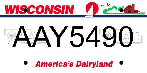 AAY5490 Wisconsin License Plate
