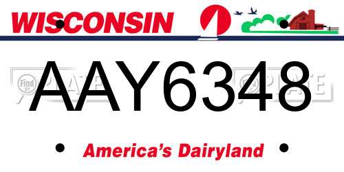 AAY6348 Wisconsin License Plate