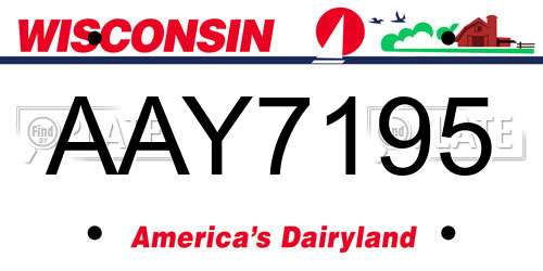 AAY7195 Wisconsin License Plate