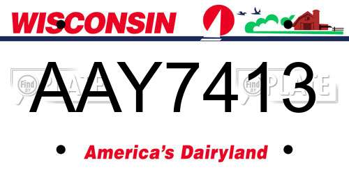 AAY7413 Wisconsin License Plate