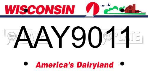 AAY9011 Wisconsin License Plate