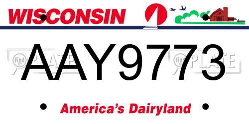 AAY9773 Wisconsin License Plate