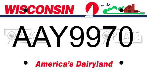 AAY9970 Wisconsin License Plate