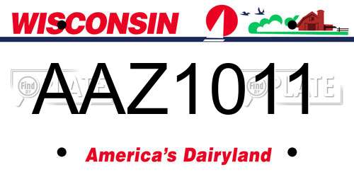 AAZ1011 Wisconsin License Plate