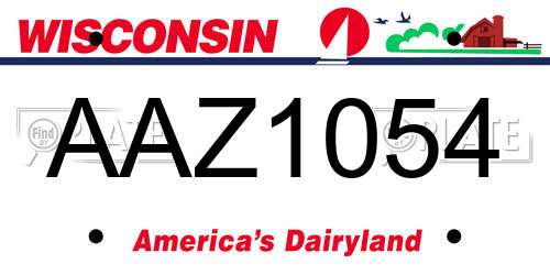 AAZ1054 Wisconsin License Plate