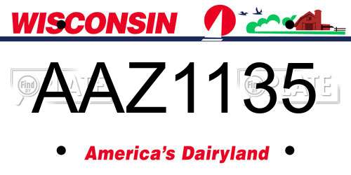 AAZ1135 Wisconsin License Plate
