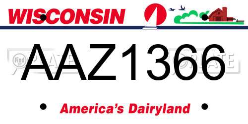 AAZ1366 Wisconsin License Plate