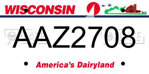 AAZ2708 Wisconsin License Plate