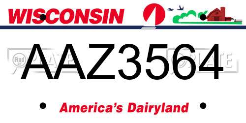 AAZ3564 Wisconsin License Plate