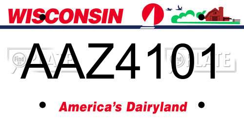 AAZ4101 Wisconsin License Plate