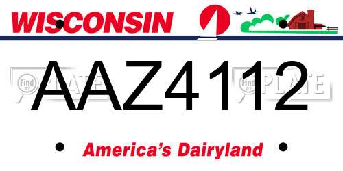 AAZ4112 Wisconsin License Plate
