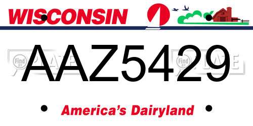 AAZ5429 Wisconsin License Plate