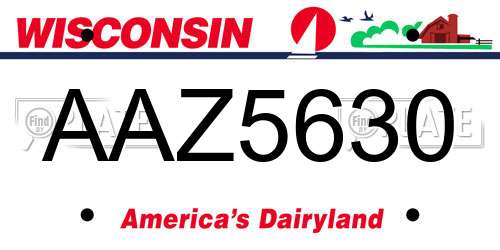 AAZ5630 Wisconsin License Plate