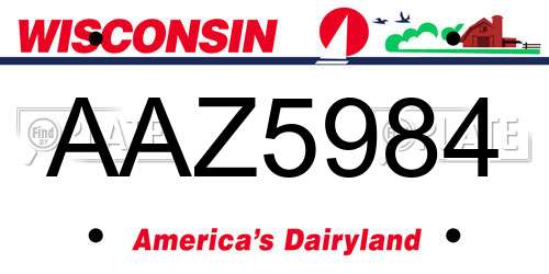 AAZ5984 Wisconsin License Plate