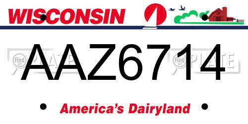 AAZ6714 Wisconsin License Plate