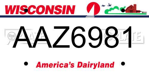 AAZ6981 Wisconsin License Plate