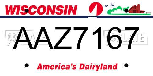 AAZ7167 Wisconsin License Plate