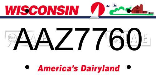 AAZ7760 Wisconsin License Plate