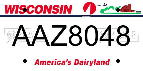 AAZ8048 Wisconsin License Plate