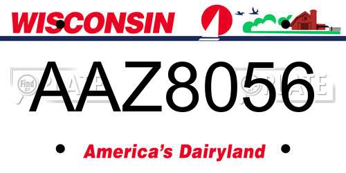 AAZ8056 Wisconsin License Plate