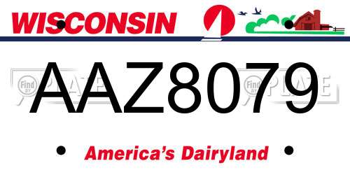 AAZ8079 Wisconsin License Plate