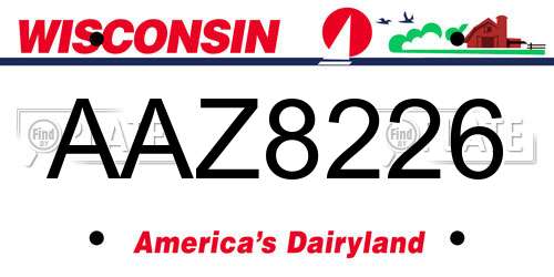 AAZ8226 Wisconsin License Plate